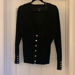 Black V neck button cardigan